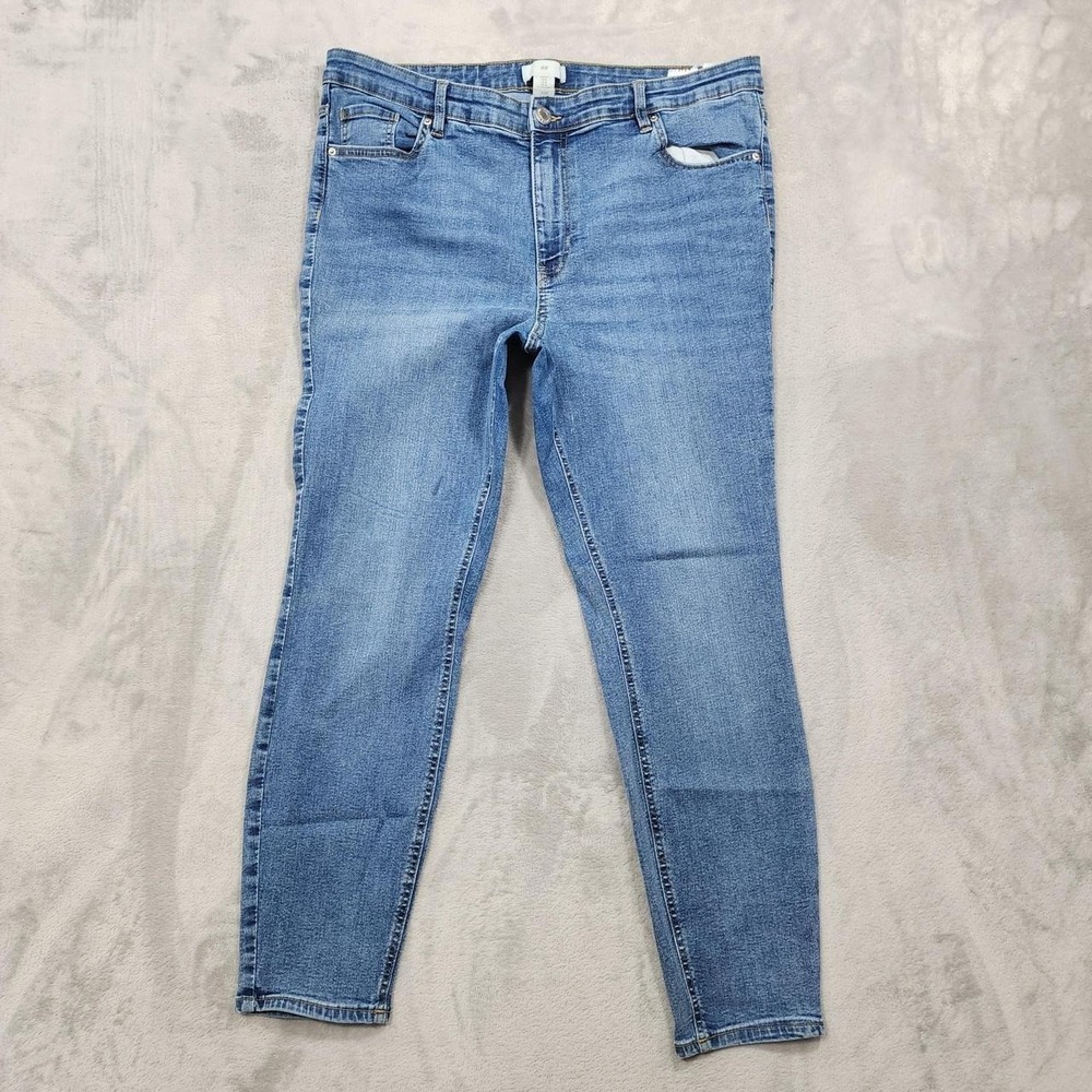 H&M Jeans Womens 18 Blue Mid Rise Skinny Ankle Medium Wash Stretch Denim Casual